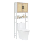 Meuble de Rangement Sur Pied WC avec Porte en Rotin