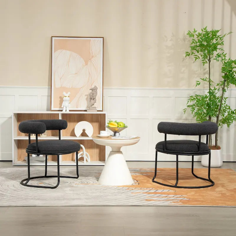 Chaises de salle à manger bouclées de style milieu du siècle moderne, ensemble de 2