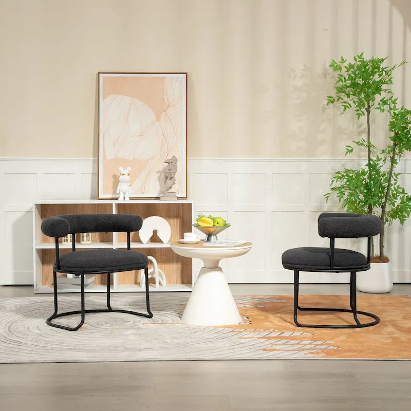 Chaises de salle à manger bouclées de style milieu du siècle moderne, ensemble de 2