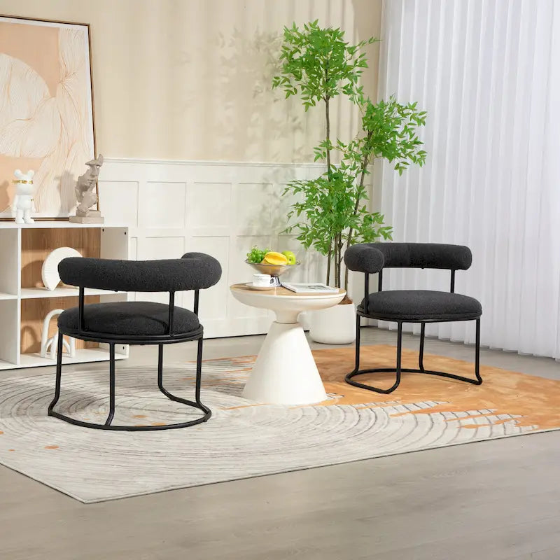 Chaises de salle à manger bouclées de style milieu du siècle moderne, ensemble de 2