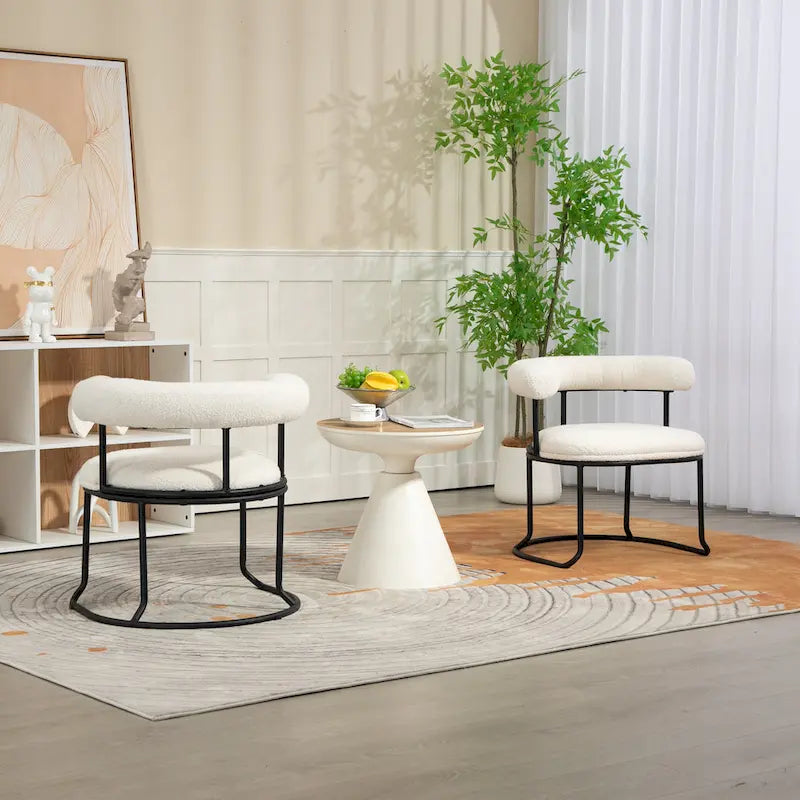 Chaises de salle à manger bouclées de style milieu du siècle moderne, ensemble de 2