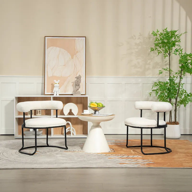 Chaises de salle à manger bouclées de style milieu du siècle moderne, ensemble de 2
