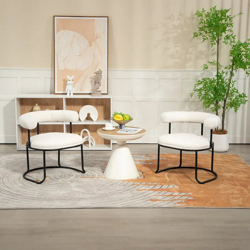 Chaises de salle à manger bouclées de style milieu du siècle moderne, ensemble de 2