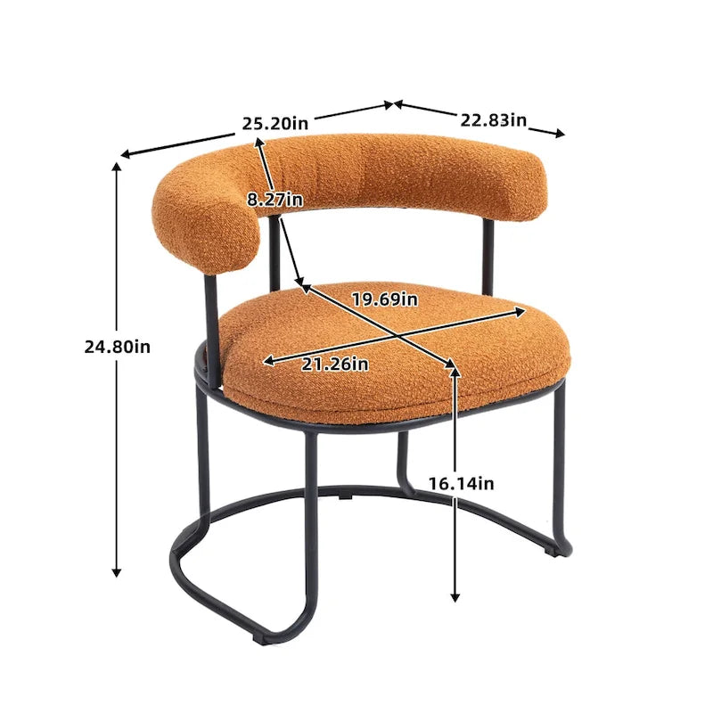 Chaises de salle à manger bouclées de style milieu du siècle moderne, ensemble de 2